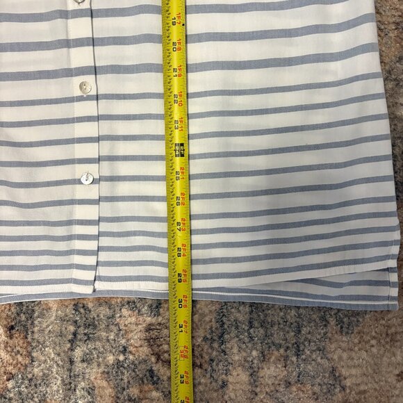 J. Jill Women's Blue/White Mixed-Stripe Button-Front Tunic Shirt Top L - Picture 9 of 9